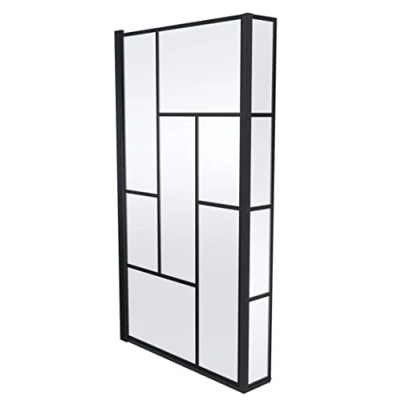 Image of Black Reversible Square L Shape 6mm Toughened Safety Glass Bath Screen