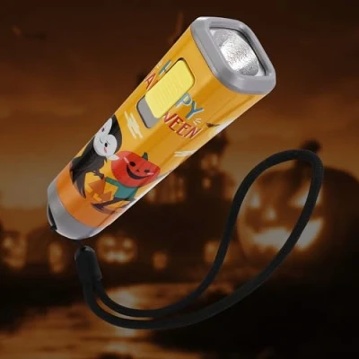 Image of EverBrite Torch for Kids, Small Children Flashlight, Pocket LED with Clip Reading, Camping, Batteries Included, Orange