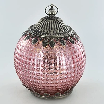 Image of LED Pink Pomegranate Moroccan Style Glass Battery Powered Lantern Home Decor Christmas 24491