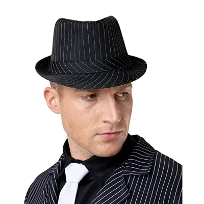 Image of Wicked Costumes Classic Black and White Pinstripe Fedora