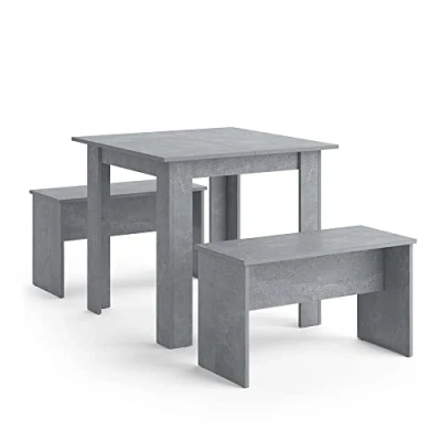 Image of Vicco Dining table set Sentio, Concrete, 80 x cm with 2 benches