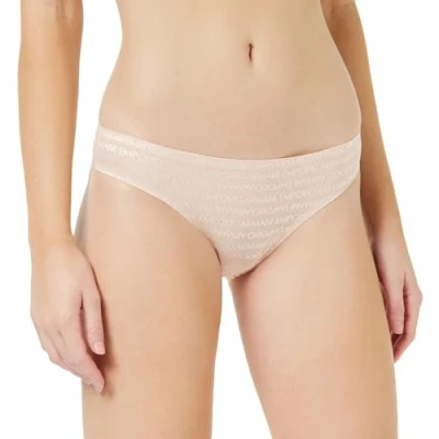 Image of Emporio Armani Women&#039;s Brief All Over Logo Mesh, Nude, L