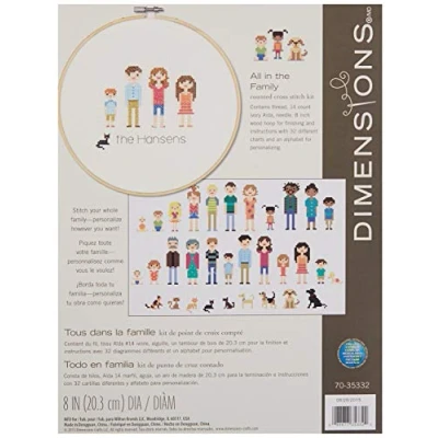Image of Dimensions 70 35332 Counted Cross Stitch Kit with Hoop: All in The Family