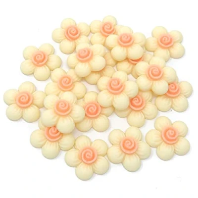 Image of Wedding Touches 20x Ivory 20mm Soft Feel Flower Flatbacks Craft Cardmaking Embellishments