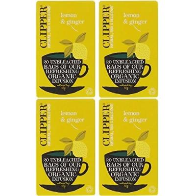 Image of (4 PACK) Clipper Organic Lemon &amp; Ginger 20 Bag 4 PACK BUNDLE