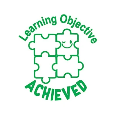 Image of SuperStickers Learning Objective Achieved Teacher Stamper for Marking in Green Ink.
