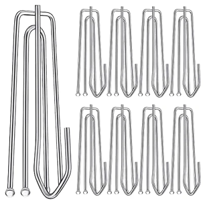 Image of 60PCS Stainless Steel Drapery Hook and Pin for Pleated Drapes 4 Prongs Pinch Pleat Clips Traverse Pleater End Curtain Hangers Window Door Bathroom