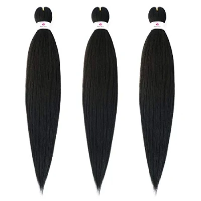 Image of Beyond Beauty 26Inch 3Pack/Lot Pre Stretched Braiding Hair Extensions EZ Briads Hot Water Setting Yaki Hair(#1B)