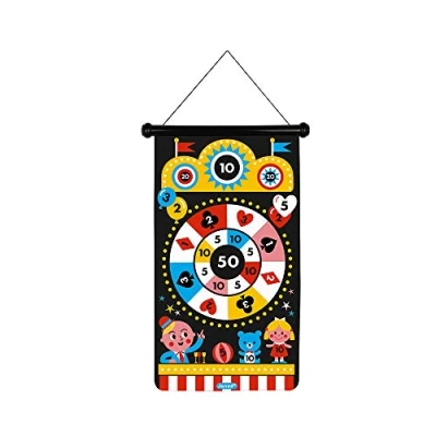 Image of Janod Magnetic Carnival Dartboard Game Of Skill Teaches Agility and Concentration 6 Darts Double Sided Suitable for Ages 4 Up, J02083, White