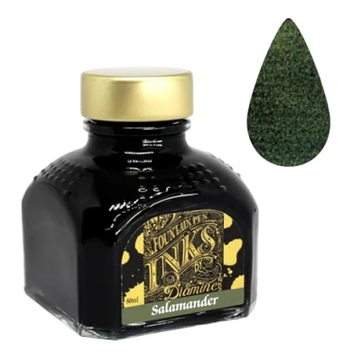 Image of Diamine ink 80ml Salamander Green fountain pen bottle