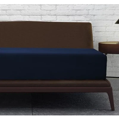 Image of Linen Home Navy Single Fitted Sheet Deep fit 12&#039;&#039;/30cm Microfibre Easy Care Bed Sheets Super Soft Brushed Wrinkle and Fade Resistance Bedding (Single, Navy)