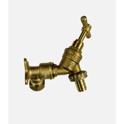 Image of UKDD® Outdoor Garden Tap 1/2&quot; BSP Bib with 15mm Brass Wall Plate Elbow WRAS Approved