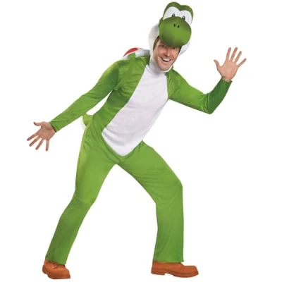 Image of DISGUISE DIS85170C Super Mario Yoshi Costume Deluxe Nintendo, Mens, Cartoon, Green, X Large