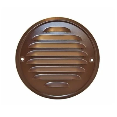 Image of Metal Brown Round Air Vent Grille 100mm / 130mm with Fly Screen Ventilation Cover.