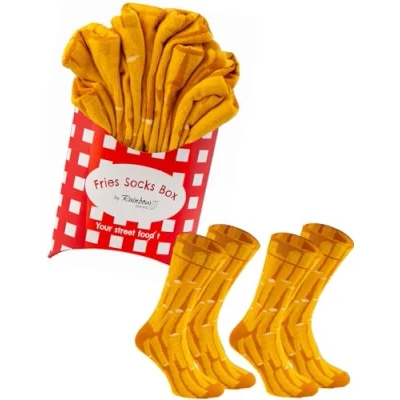 Image of Rainbow Socks Men Women Funny Chips French Fries Box 2 Pairs Size 4 7