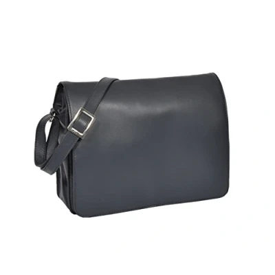 Image of Womens Real Leather Organiser Shoulder Flap over Cross Body Bag Puerto Rico Navy Blue