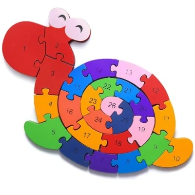 Image of Snail Number Puzzle Wooden Toy, Numbers and Letters, Educational Toy for Small Children, 3 Years Above, with Safety