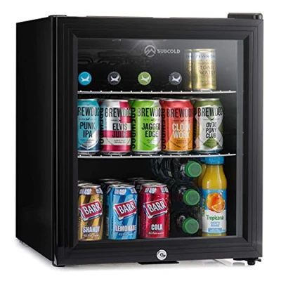 Image of Subcold Super50 LED Mini Fridge Black 50L Beer, Wine &amp; Drinks Light + Lock Key Energy Efficient (Black)