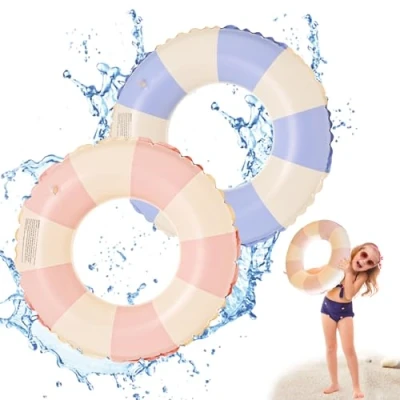 Image of Ainvliya 2Pcs Swim Pool Inflatable Ring for Kids, Swimming Inflatables Float Toys Children Adults, Toddler Rubber Floaties Boys Girls Summer Water Beach Party