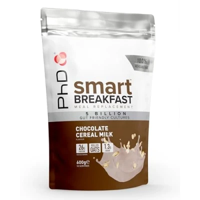 Image of PhD Smart Breakfast Shake, with High Protein, Essential Vitamins and Minerals, Probiotics Digestive Enzymes, Chocolate Cereal Milk Flavor, 26 g Protein,10 Servings