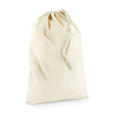 Image of Natural Coloured Cotton Drawstring Bags in a choice of size (S 25cm x 30cm)***