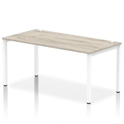 Image of Impulse Bench Single Row 1600 White Frame Office Desk Grey Oak
