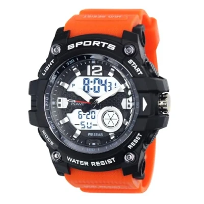 Image of Ravel Mens 5ATM Ana Digi Quartz Watch with Light RDT.2G Orange