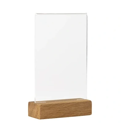 Image of EUROPEL Sign Holder A6 Portrait, Durable FSC Certified Oakwood Base, Double Sided Presentation, for Restaurant, Hotel, Conference, Menu Holder, Food Truck, Counter