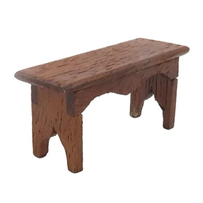Image of Dolls House Rustic Small Low Bench Miniature Wooden Hall Furniture1:12 Scale
