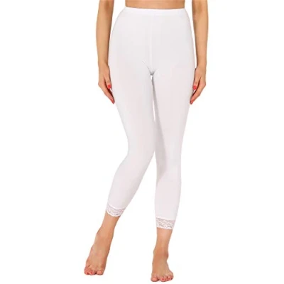 Image of Merry Style Women&#039;s Leggings 7/8 with Lace MS10 342(White,L)