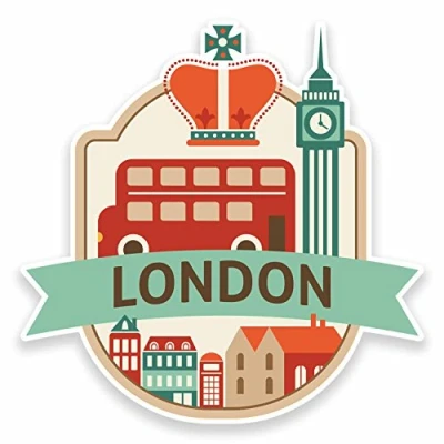 Image of 2 x 10cm London UK England Vinyl Sticker Laptop Car Travel Luggage Tag #9492 (10cm Wide High)