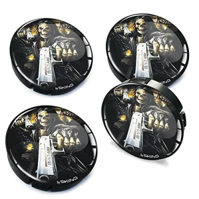 Image of Biomar Labs® 4 x 60mm 3D Car Wheel Hub Centre Caps Skull Pistols Center Rims C 68 Z**