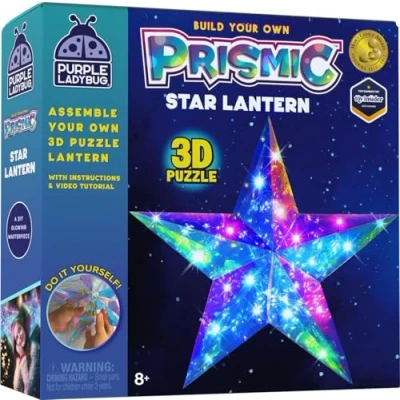 Image of PURPLE LADYBUG Prismic Make Your Own Light Up 3D Star Craft Kit Great Gift for 8 Year Old Girl, Birthday Gifts Kids Age 9 13+, Cool Teen Girl Gifts, Tween Girls Unique Crafts