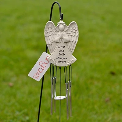 Image of Mum &amp; Dad Guardian Angel Miss You Always Graveside Memorial Wind Chime Plaque