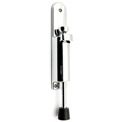 Image of Kick Down Door Stop Foot Operated Spring Loaded Hold Facility Polished Chrome