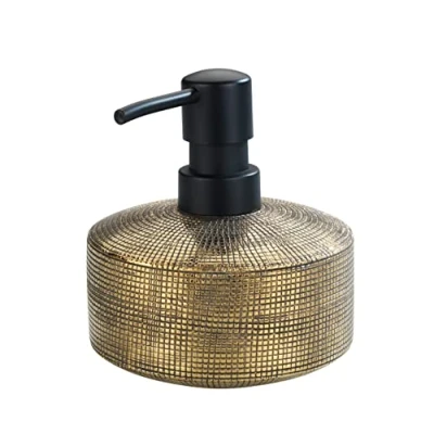 Image of WENKO Rivara Liquid Soap Dispenser Hand Painted 0.4 L, Ceramic, Gold, 10.5 x 12 cm