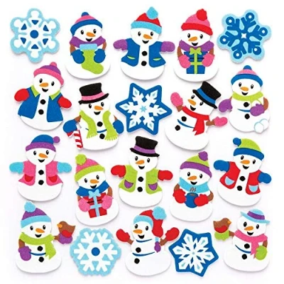 Image of Baker Ross AR685 Snowman Foam Stickers for Kids&#039; Christmas Crafts and Art Projects, Cards, Party Bags, Decorations (Pack of 120)