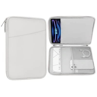 Image of MoKo 9 11 inch Tablet Sleeve Case,Fits New iPad Air/Pro 2024, Air 5/4th 10.9,iPad 10th Gen 9/8/7th 10.2,Galaxy Tab S8/S9 11,Protective Bag Carrying Case with Pocket,Gray + White