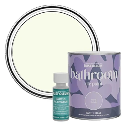 Image of Rust Oleum Green Water Resistant Bathroom Tile Paint in Matt Finish Apple Blossom 750ml