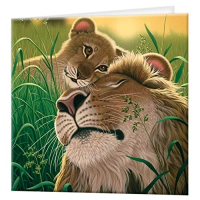 Image of 3D LiveLife Greeting Card A Father&#039;s Love from Deluxebase. Lenticular Blank Cards with Envelopes. Lion All Occasion featuring Original Artwork by Schim Schimmel.