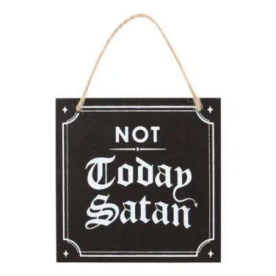 Image of Not Today Satan Hanging Sign Gothic Décor for Hooved Guests Deterrent, Funny Demon Ward Off, Unique Gifts from Dark Matter Range