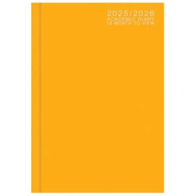 Image of 2025 2026 A5 Academic 18 Month Week to View Diary Hardback Planner with Textured Covers Organiser for Students &amp; Teachers (Yellow)