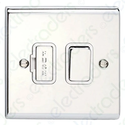 Image of Deta SD1370CHW Switched Spur Connection Unit 13 Amp (Polished Chrome/White Insert)