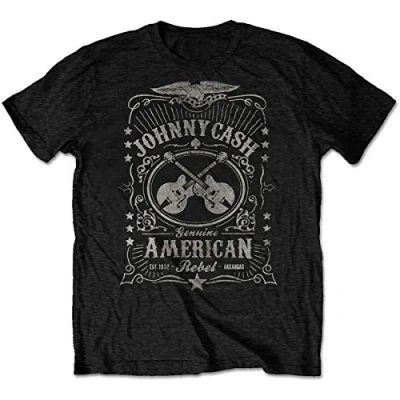 Image of Paradiso Clothing Johnny CASH American Rebel Print Tshirt, Women&#039;s, Size: Large, Black