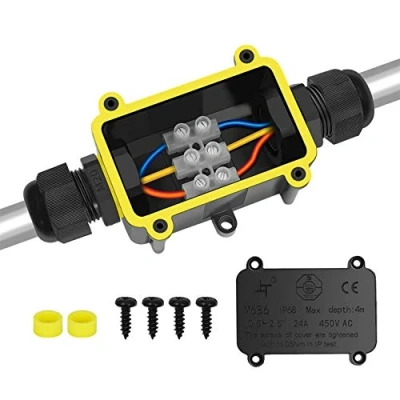 Image of YS Junction Box Outdoor Waterproof IP68 2 Way Line M25 Cable Connector Wire Range 4 12mm Power Cord External Sleeve Coupler Protection