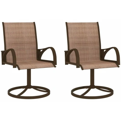 Image of vidaXL Garden Swivel Chairs 2 pcs Textilene and Steel Brown