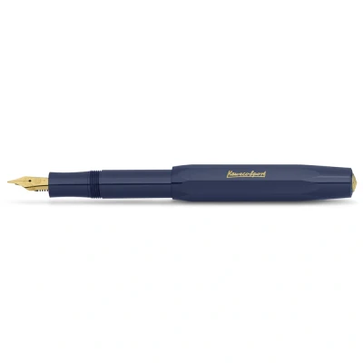 Image of Kaweco CLASSIC Sport Fountain Pen Navy Blue with 23 Carat Gold Plated Steel Nib and Iridium Tip for Ink Cartridges I 13 cm Nib: B (Broad)