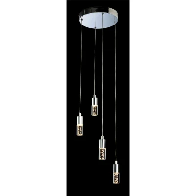 Image of Focus LED 4 Light Cluster Pendant Chrome, Clear Acrylic Bubble Shade