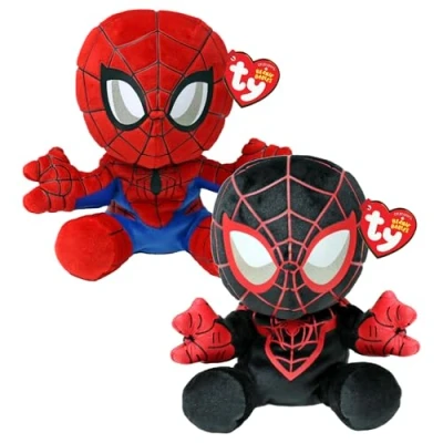 Image of TY Marvel Multipacks Spiderman &amp; Miles Morales Beanie Babies Soft Plush Toys for Kids, Baby Toys, Collectible Stuffed Teddy, Plushies Kids