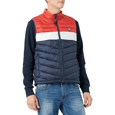 Image of JACK&amp;JONES Men&#039;s JJEHERO Bodywarmer Collar NOOS Quilted Jacket, Navy Blazer, XL